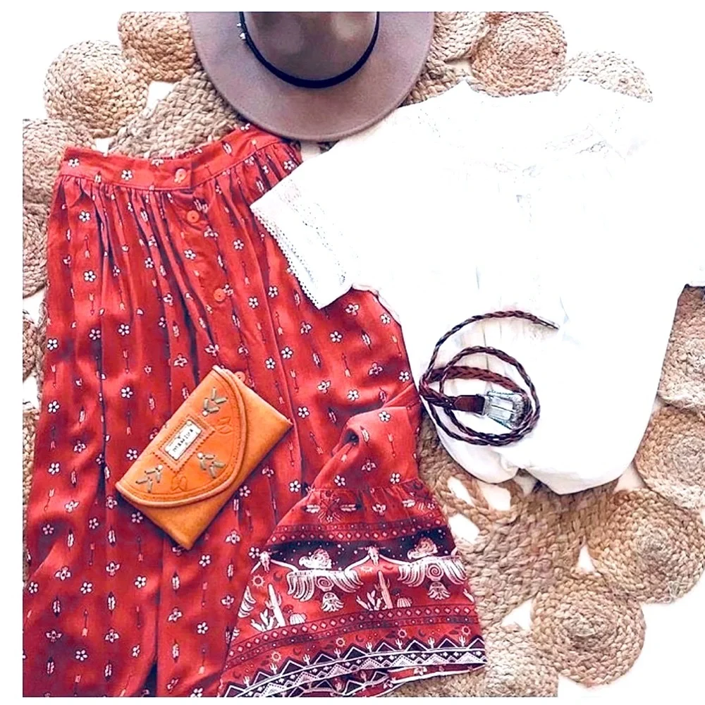 ✨House of Skye Dalla’s Gypsy Button down Maxi Skirt - Picture 5 of 17